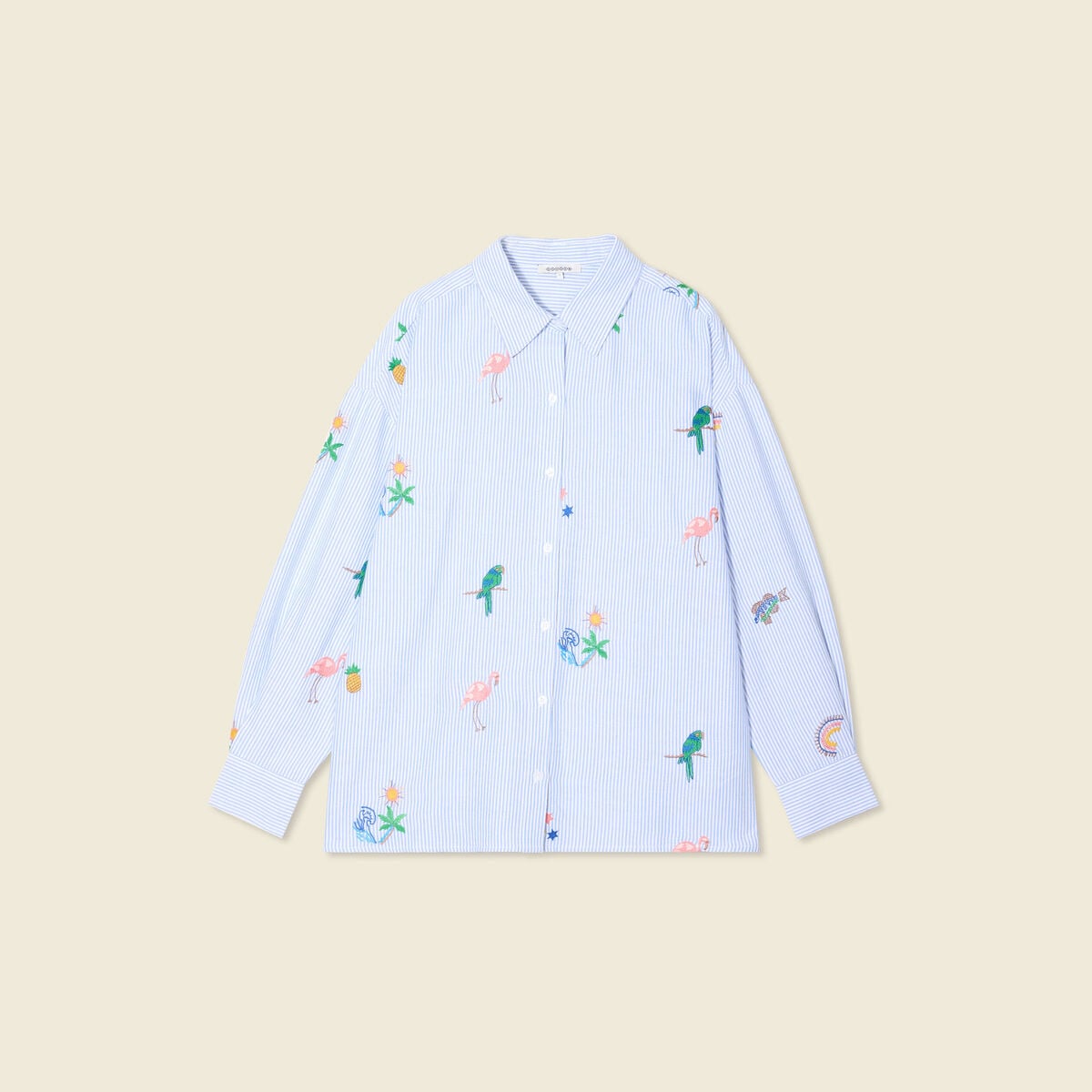 Chemise manches longues bleu femme