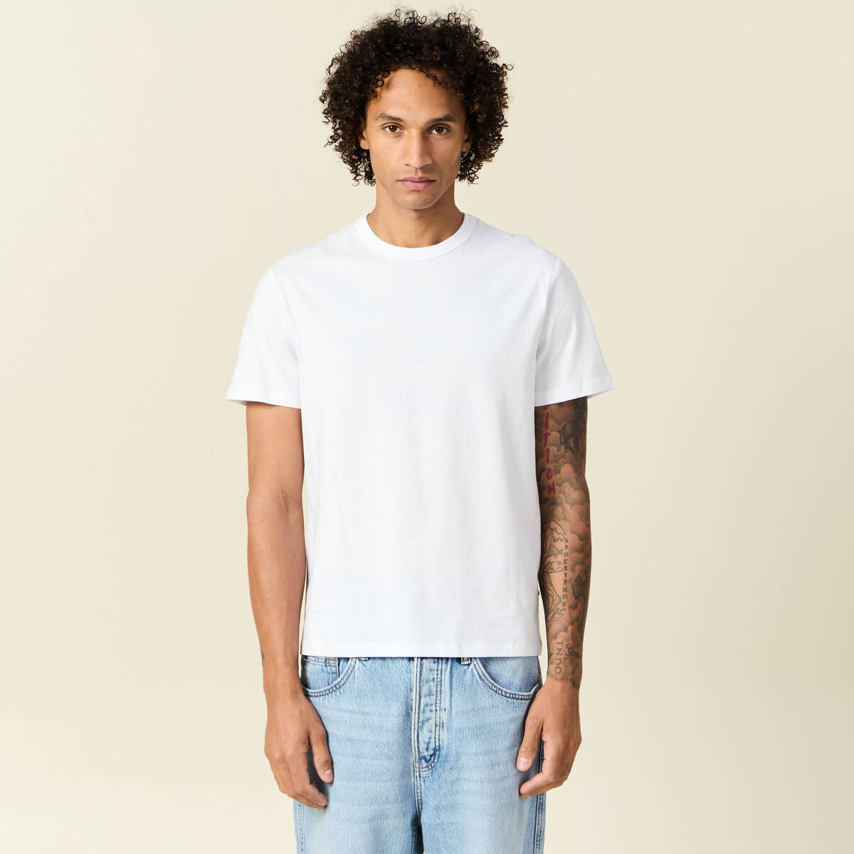 T-shirt en coton manches courtes blanc homme