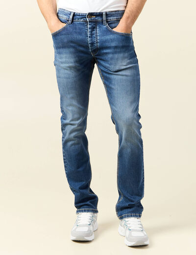 Jeans straight 5 poches denim stone homme