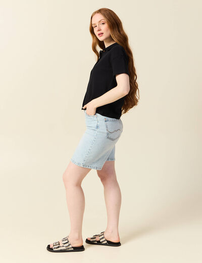 Polo en maille noir femme