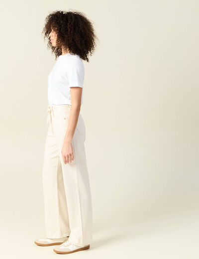 Jeans baggy ceinturé denim blanc femme