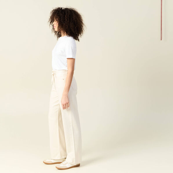 Jeans baggy ceinturé denim blanc femme