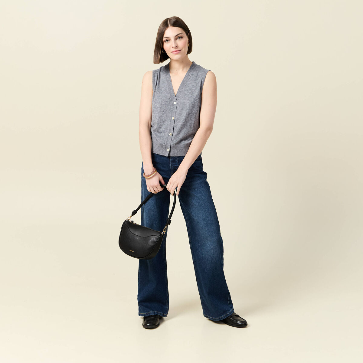 Gilet sans manches gris clair femme