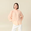 Chemise manches longues col montant rose champagne femme