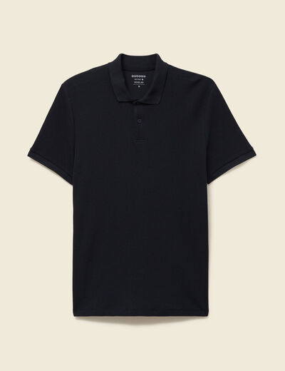 Polo col polo manches courtes en coton noir homme