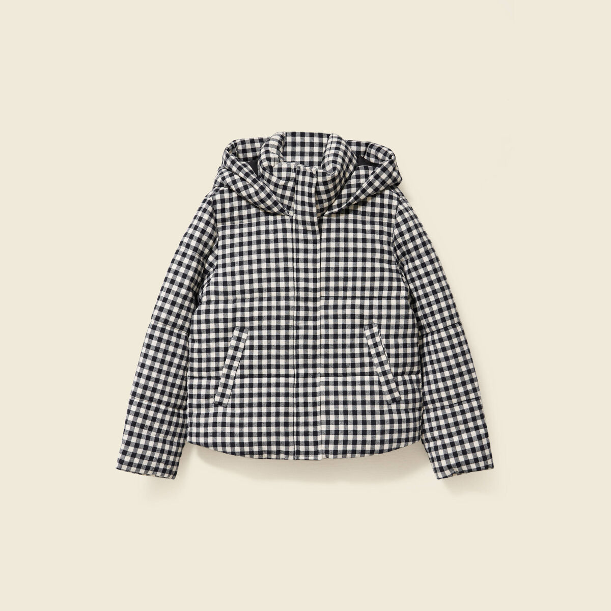 Doudoune droite courte col montant noir femme