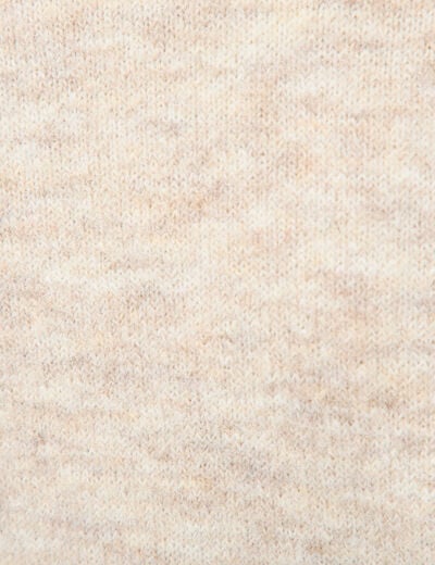 Pull droit manches longues col rond creme femme