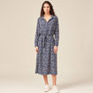 Robe longue droite manches longues bleu femme