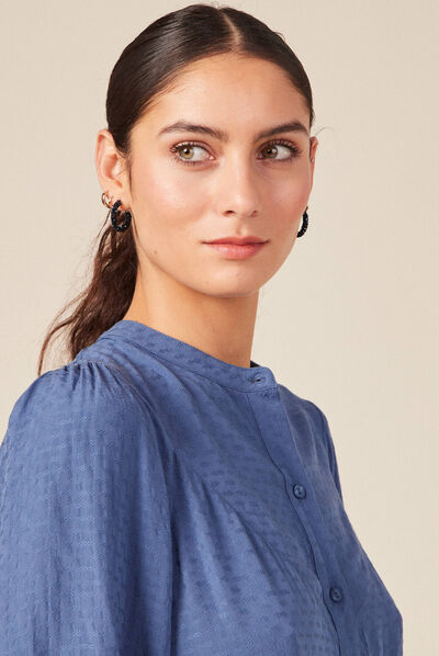 Chemise manches 3/4 bleu ciel femme