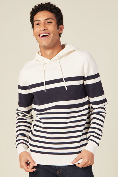 Pull à capuche éco-responsable ecru homme