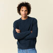 Pull manches longues col rond bleu marine homme