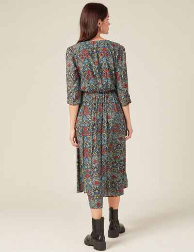Robe longue évasée noir femme