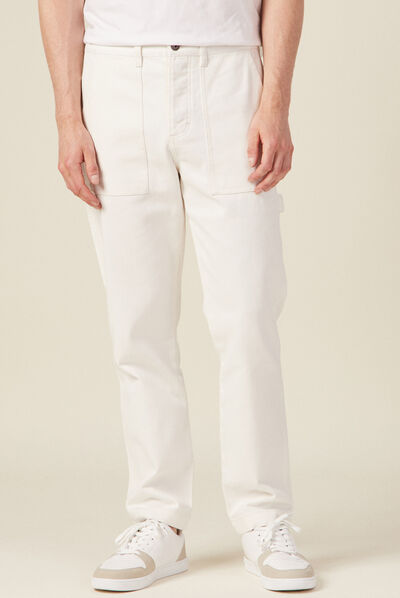 Jeans relax charpentier denim blanc homme
