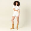 Short mom éco-responsable denim blanc femme