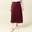 Jupe longue droite plissée bordeaux femme