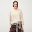 Pull droit manches longues col rond creme femme