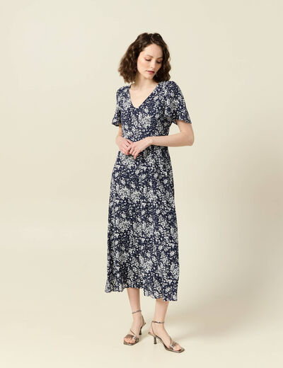 Robe longue éco-responsable bleu femme