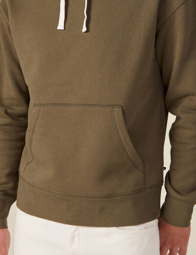 Sweat à capuche doublé taupe homme
