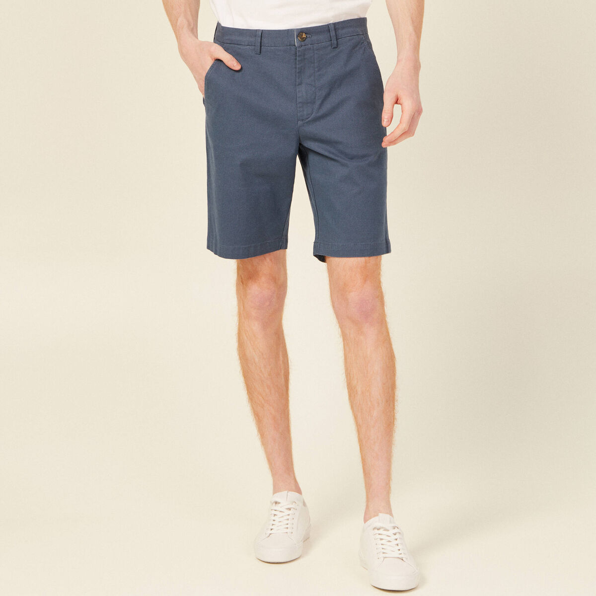 Bermuda droit éco-responsable bleu gris homme