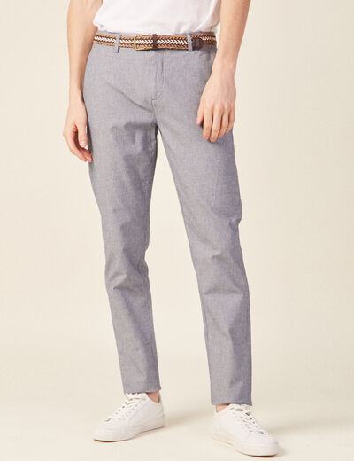 Pantalon chino ceinturé bleu marine homme
