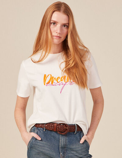 T-shirt éco-responsable ecru femme