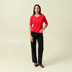 Gilet manches coude col rond rouge fonc&eacute; femme