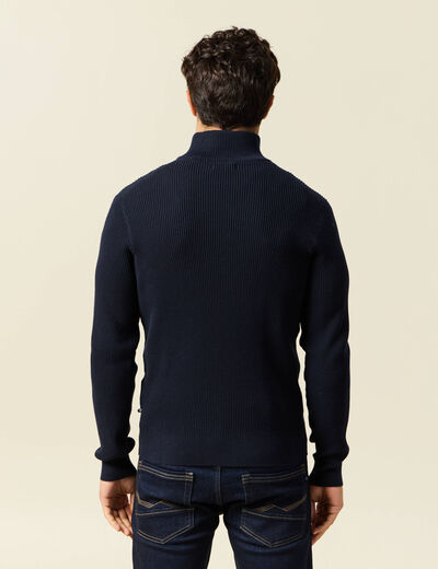 Pull col camionneur bleu marine homme