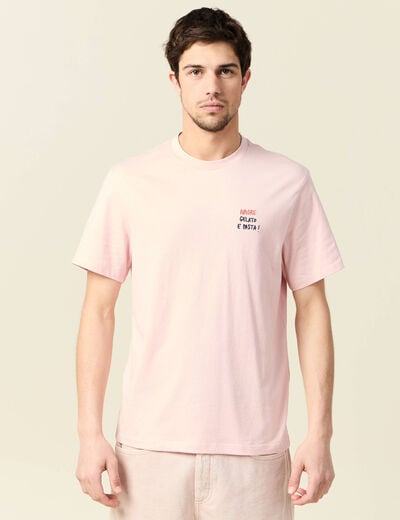 T-shirt manches courtes rose clair homme