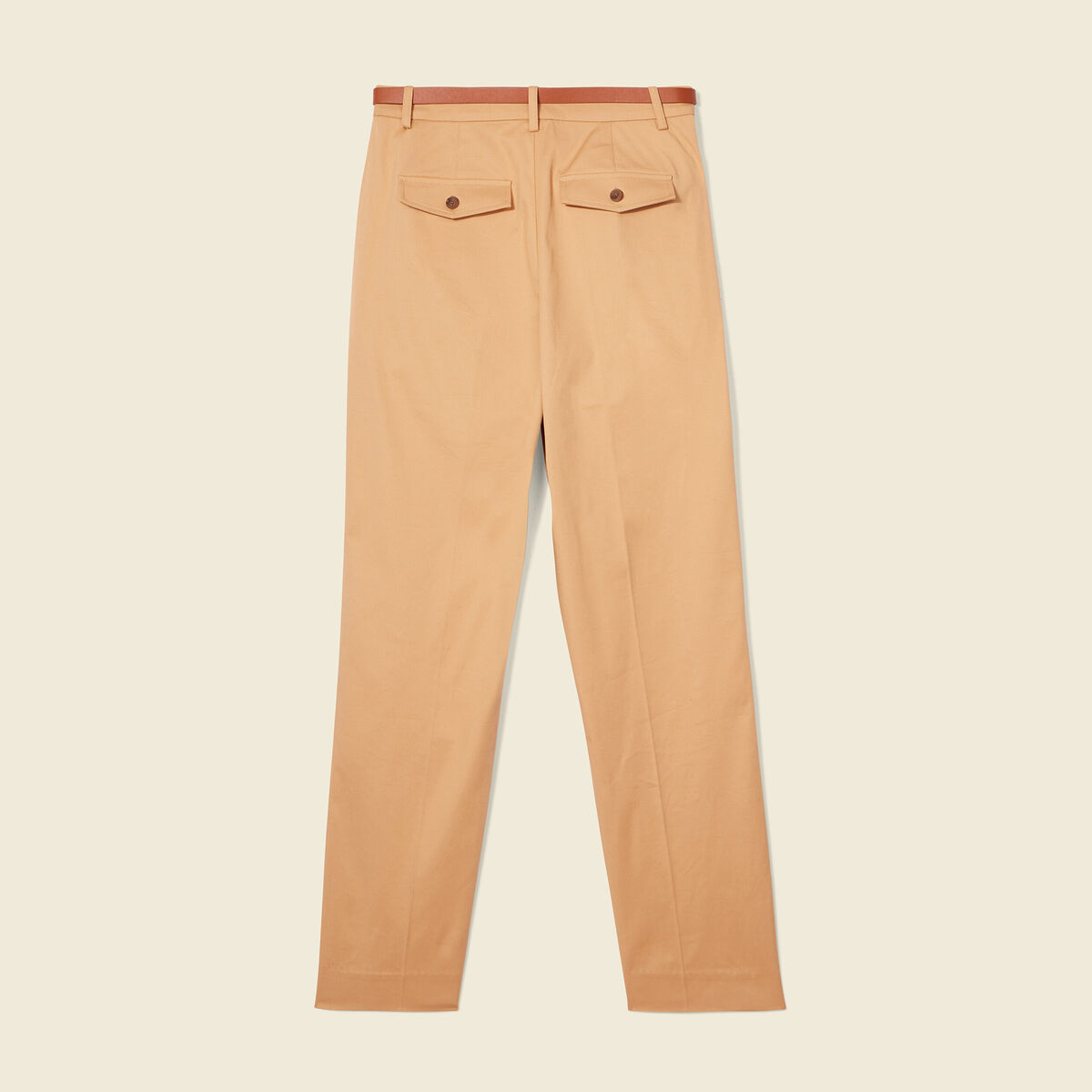 Pantalon large ceinture pinces marron clair femme
