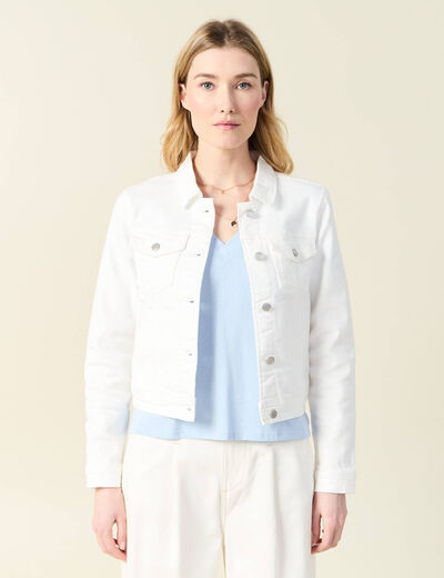 Blouson en jean denim blanc femme