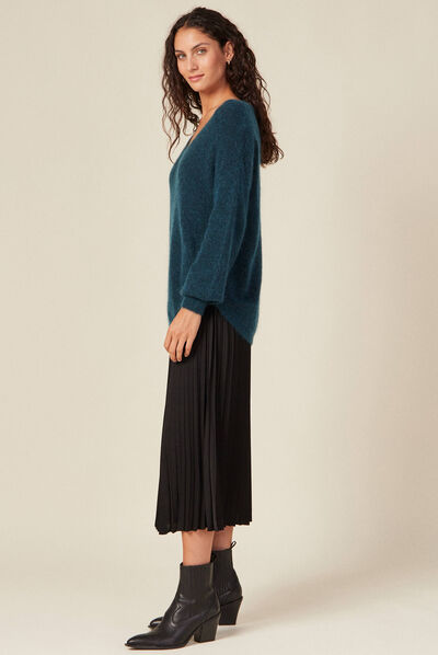 Pull éco-responsable bleu canard femme