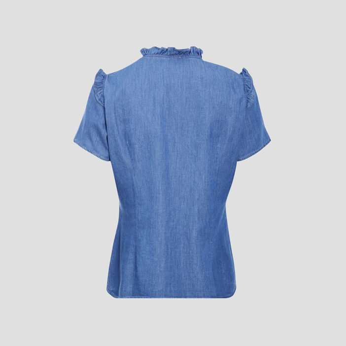 Chemise manches courtes jean denim used femme