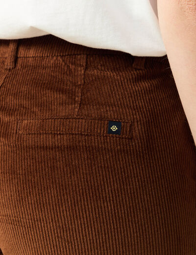 Pantalon large 7/8&egrave;me taille haute marron fonc&eacute; femme