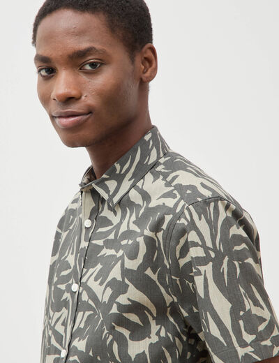 Chemise manches courtes vert kaki homme