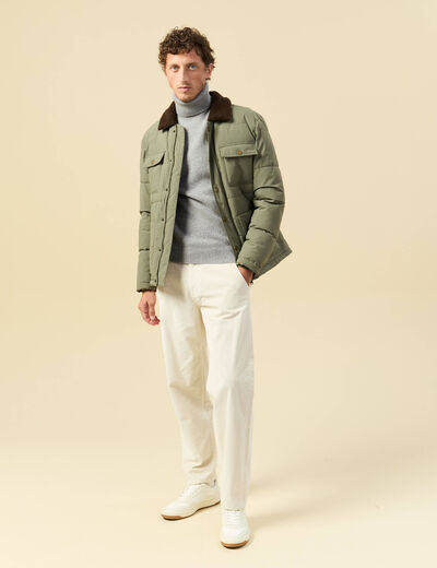 Pull droit col montant gris homme