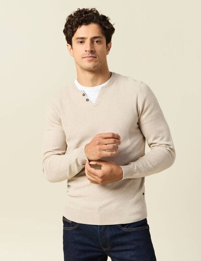 Pull manches longues sable homme