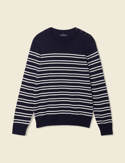 Pull manches longues bleu marine homme