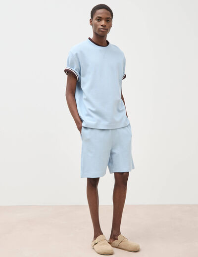 T-shirt ample col rond manches courtes bleu ciel homme