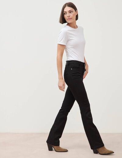 Jeans bootcut taille haute denim noir femme