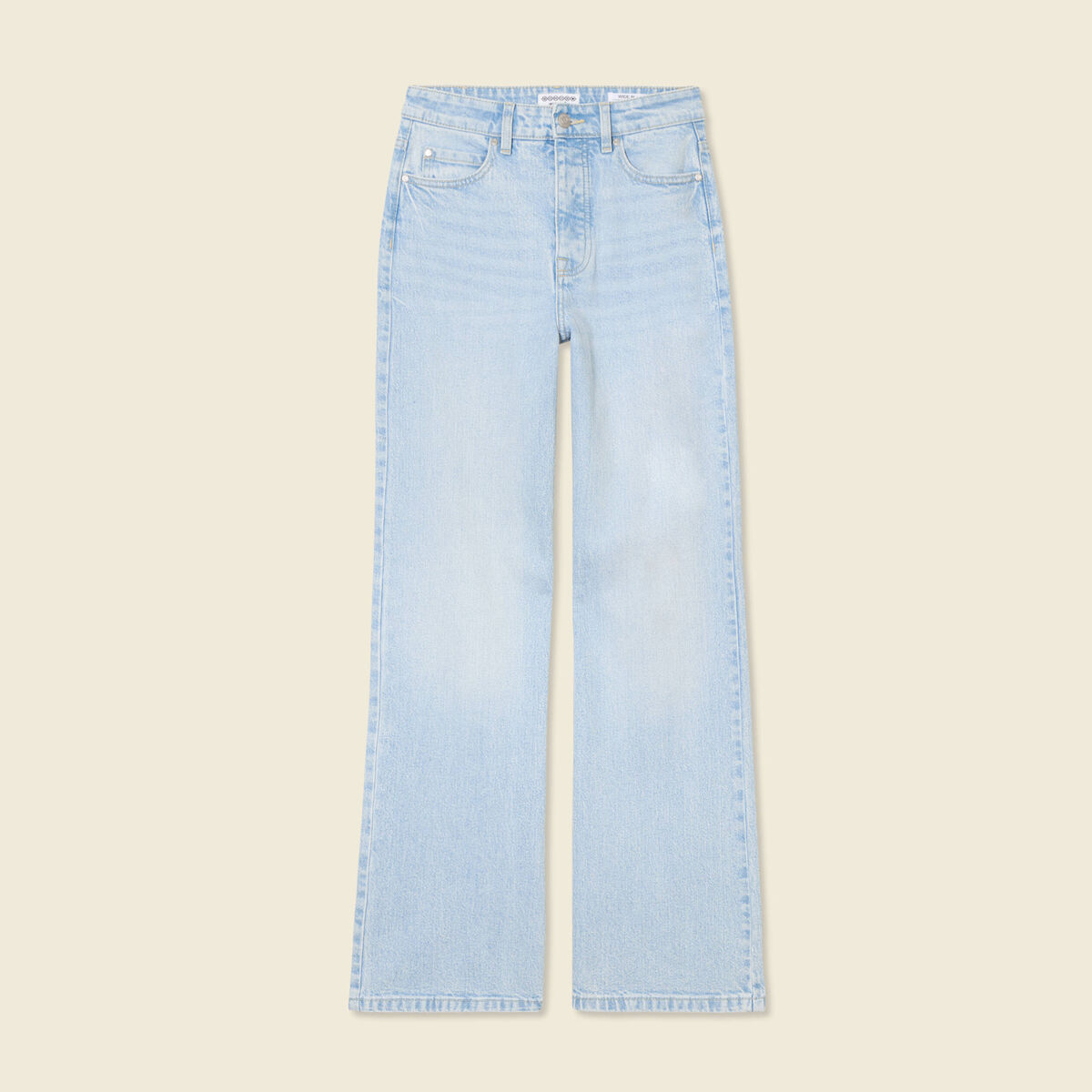 Jeans large taille haute denim bleach femme
