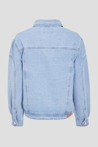 Blouson droit en jean denim used femme
