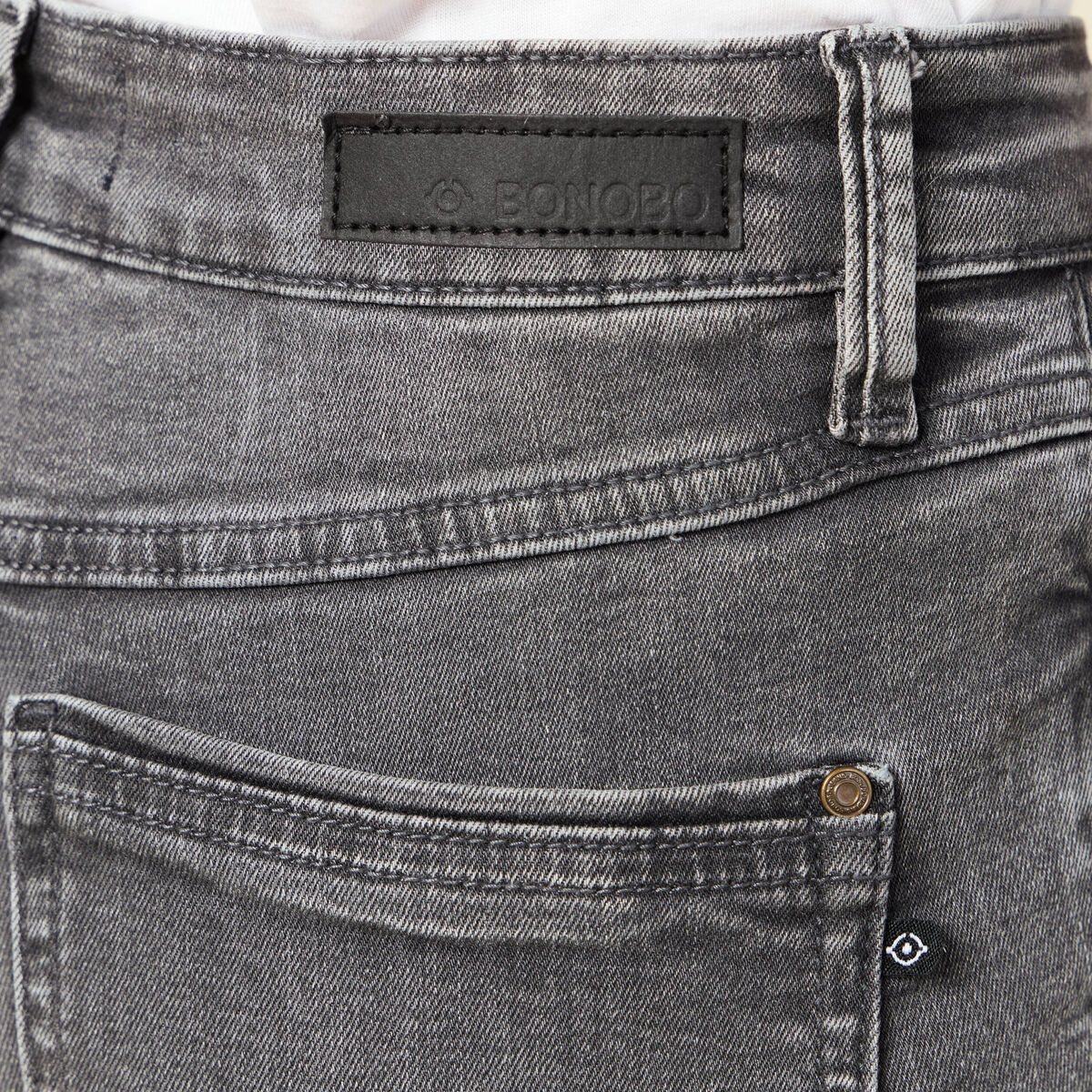 Jeans slim taille haute denim gris femme