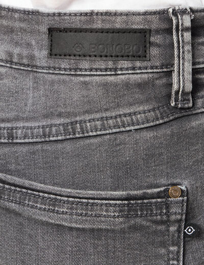 Jeans slim taille haute denim gris femme