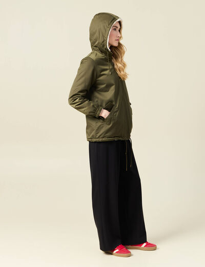 Parka r&eacute;versible vert kaki femme