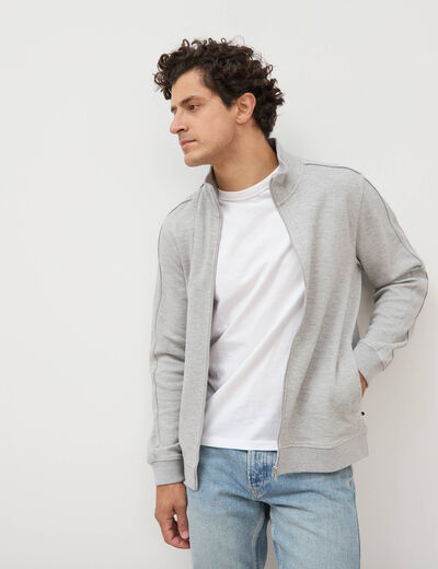 Gilet manches longues col montant gris clair homme