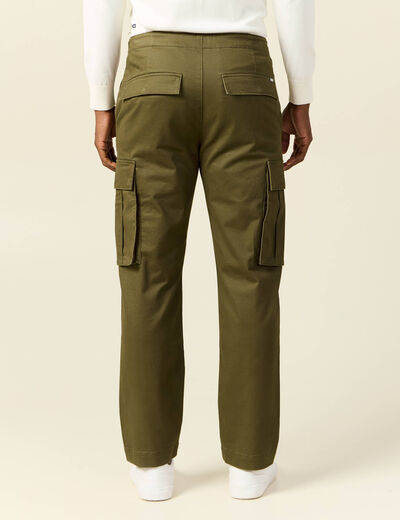Pantalon cargo poches côtés vert kaki homme