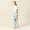 T-shirt ajust&eacute; cropped col rond ivoire femme
