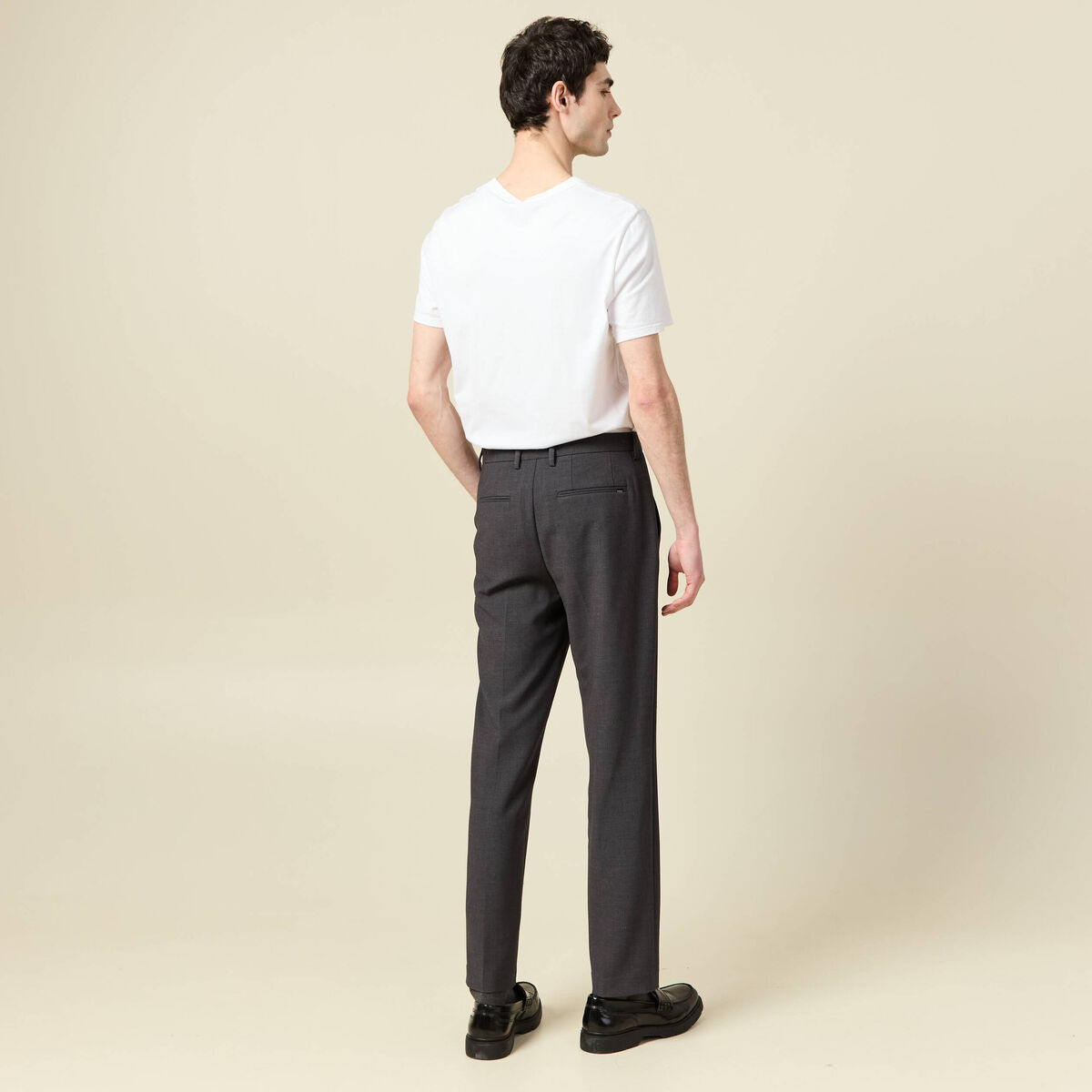 Pantalon slim cigarette gris fonc&eacute; homme