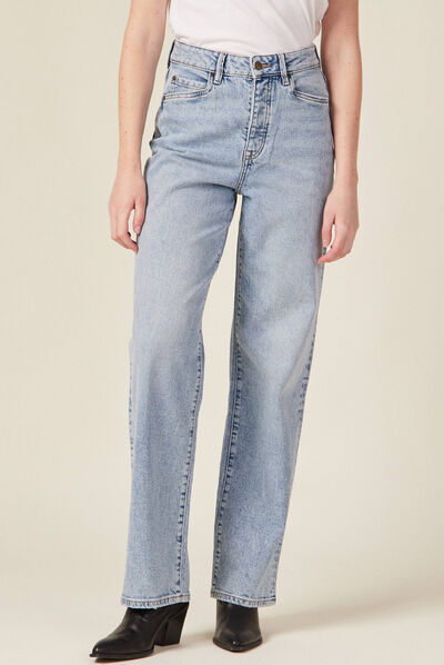 Jeans jambe large denim snow bleu femme