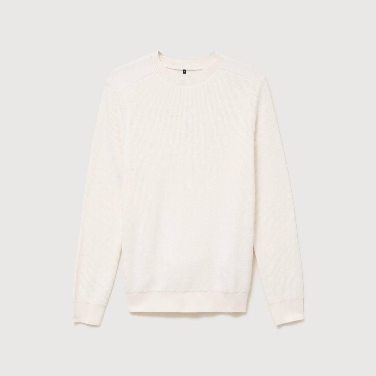 Pull manches longues col rond ecru homme
